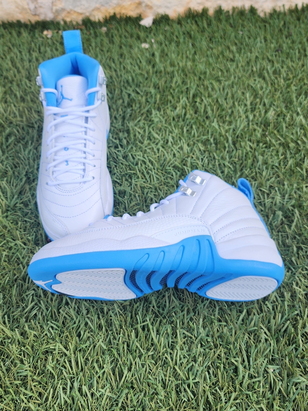 Jordan Kids White and Light Blue High-Top Sneakers